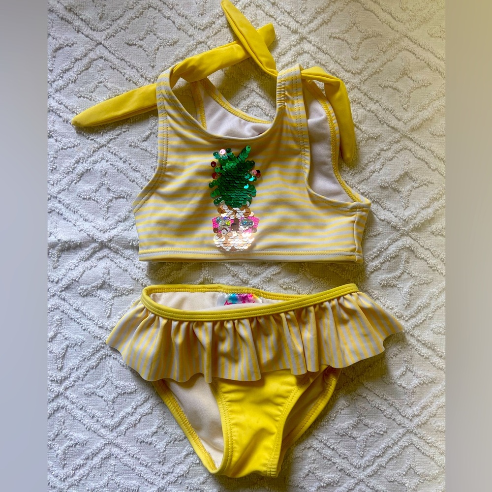 NWOT BMagical Yellow Pineapple Bikini Size 2t